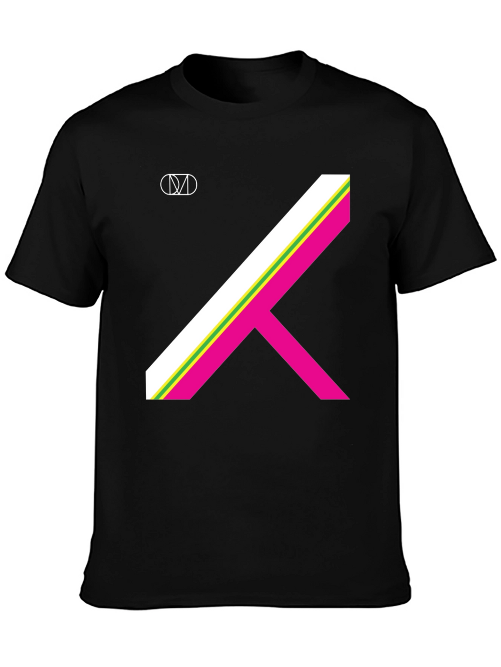 Geometric Stripe Graphic Tee - Black T-Shirt