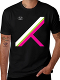 Geometric Stripe Graphic Tee - Black T-Shirt