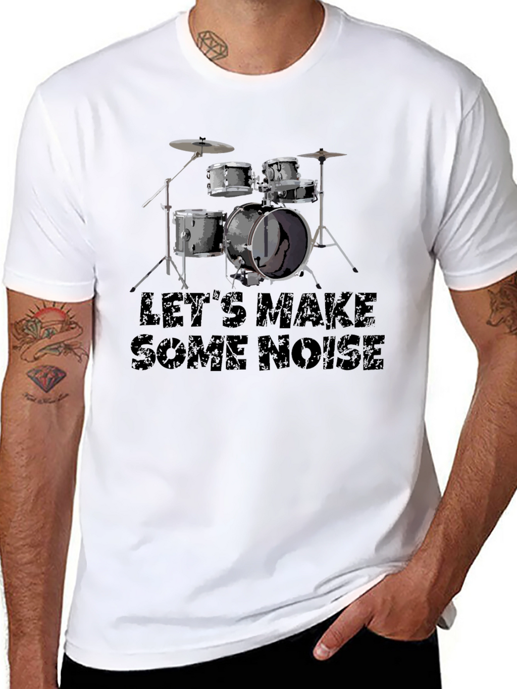 Lets Make Some Noise Black Drum Kit T-Shirt