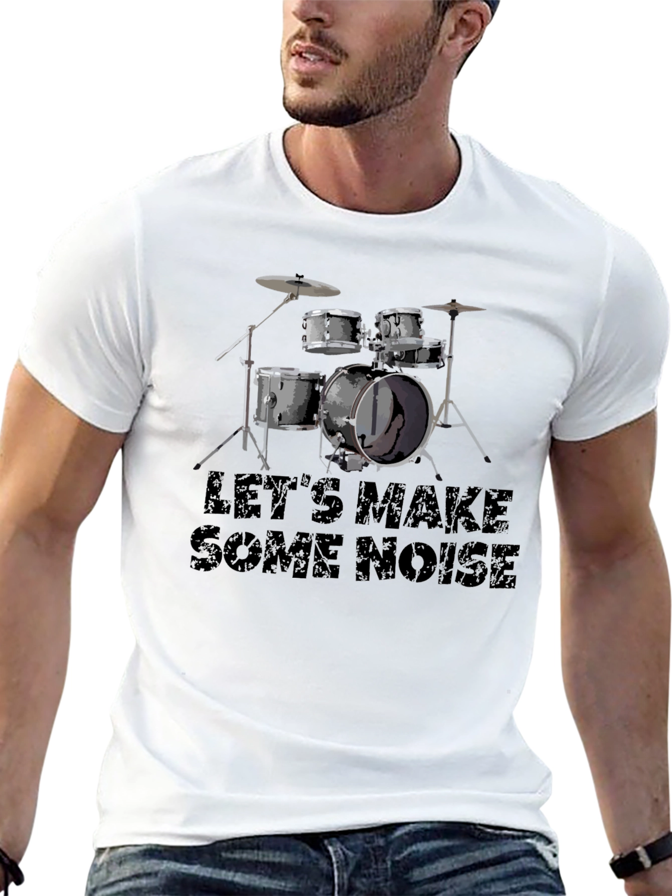 Lets Make Some Noise Black Drum Kit T-Shirt