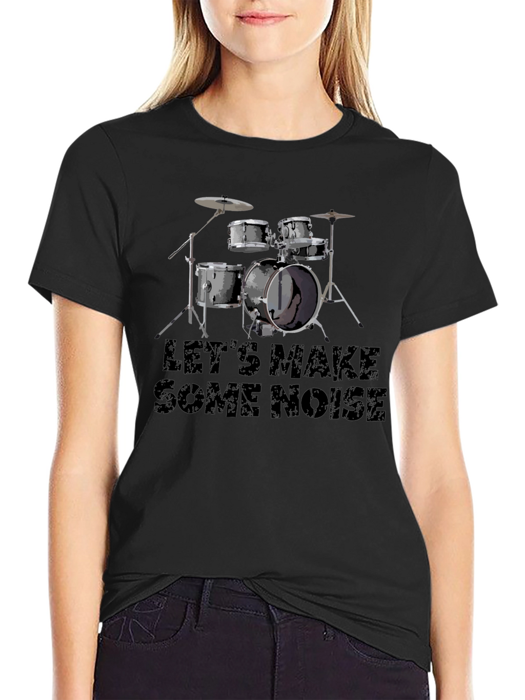 Lets Make Some Noise Black Drum Kit T-Shirt