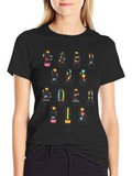 Geometric Cactus Print Black T-Shirt