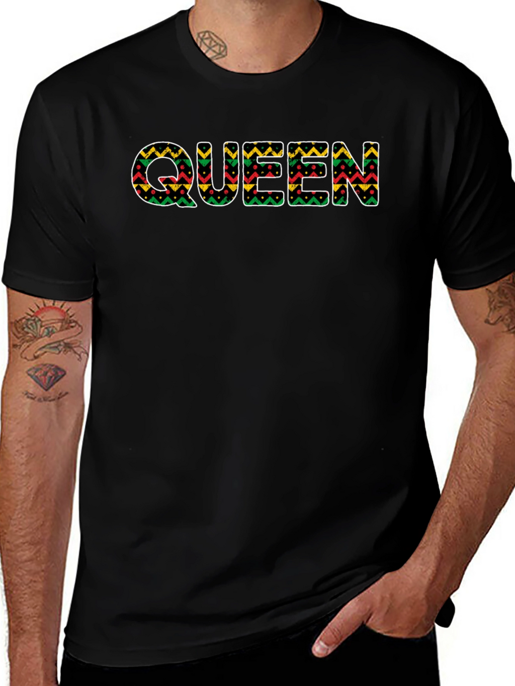 Queen African Print T-Shirt - Black Pride