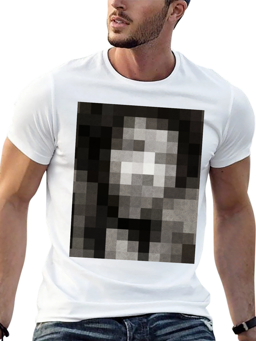 Pixelated Mona Lisa Black T-Shirt