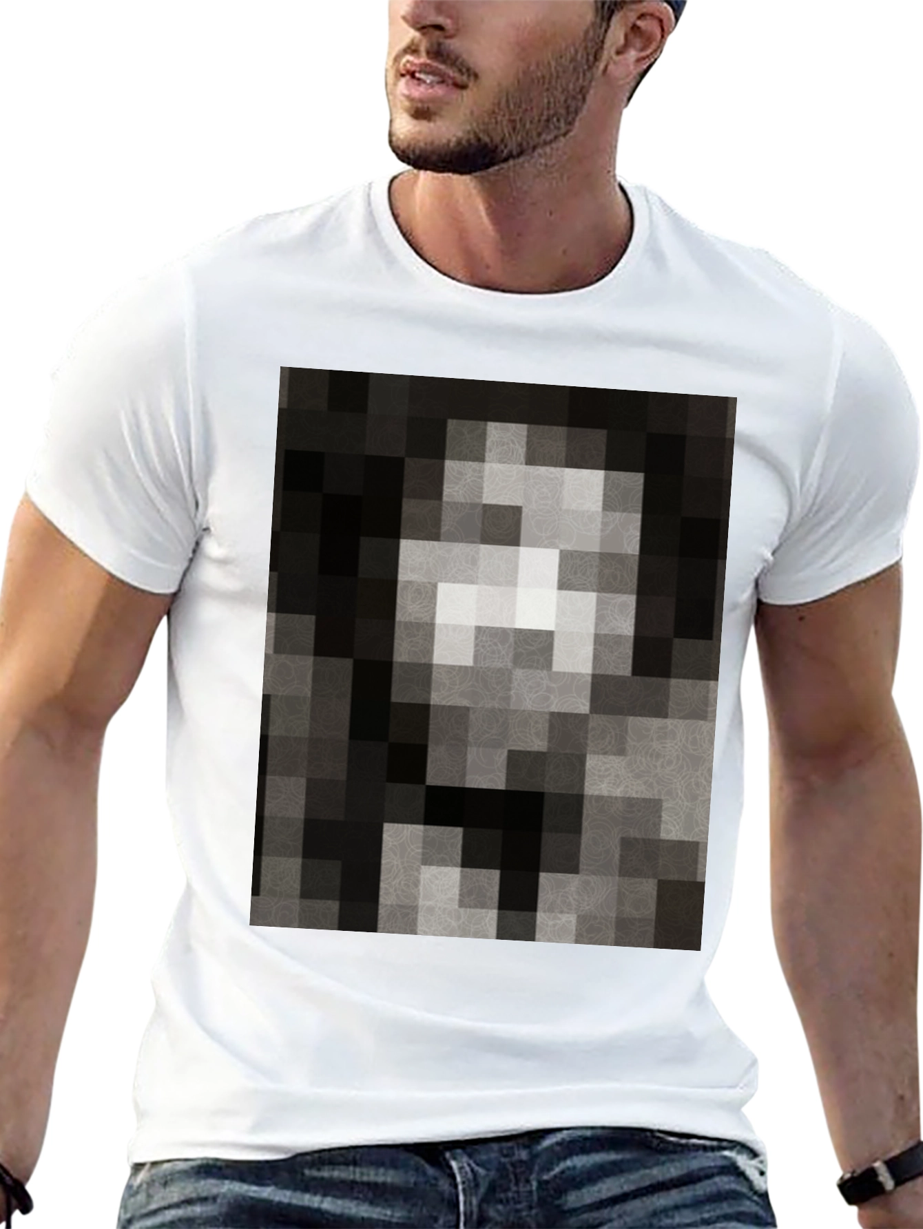 Pixelated Mona Lisa Black T-Shirt