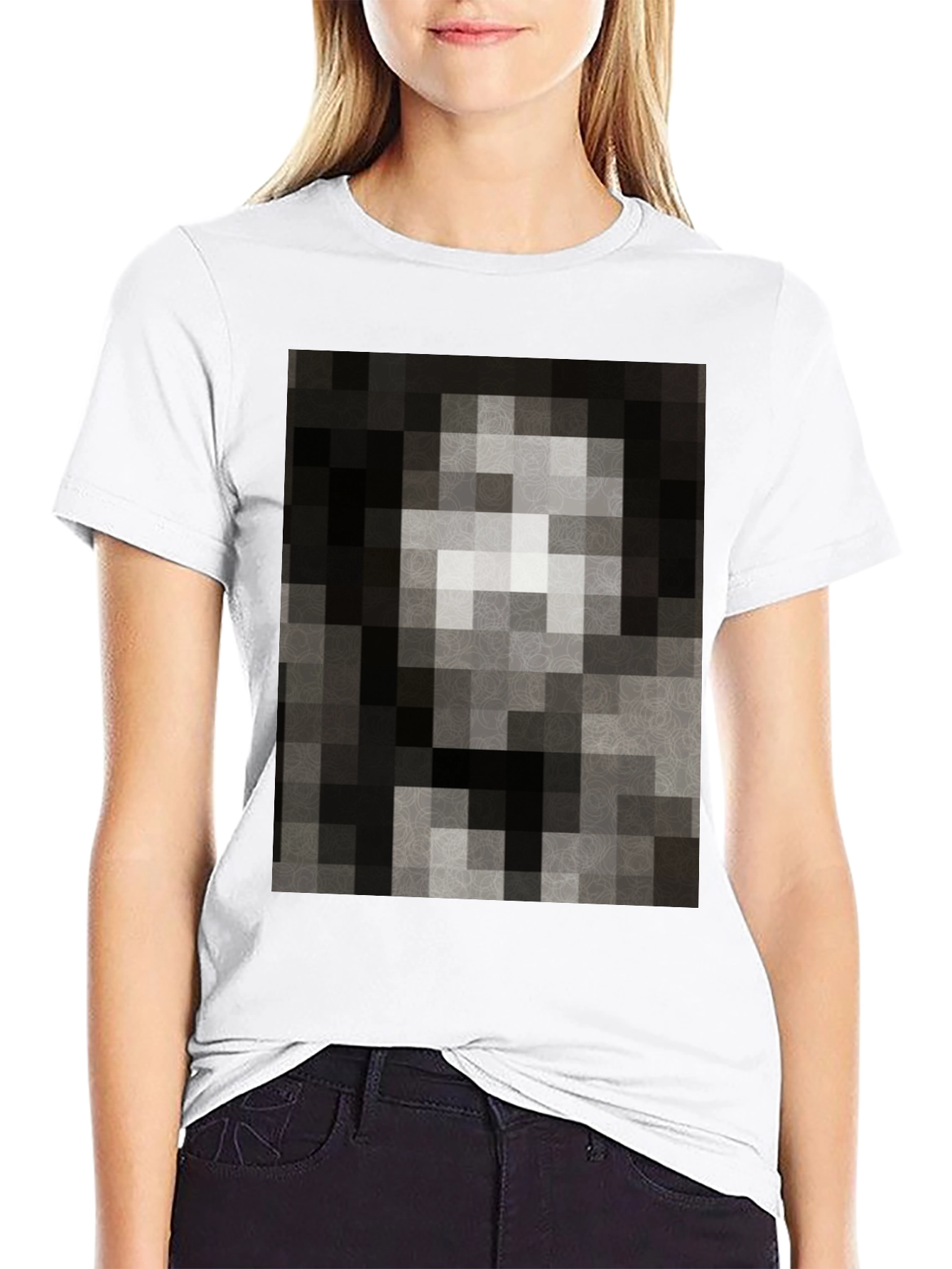 Pixelated Mona Lisa Black T-Shirt