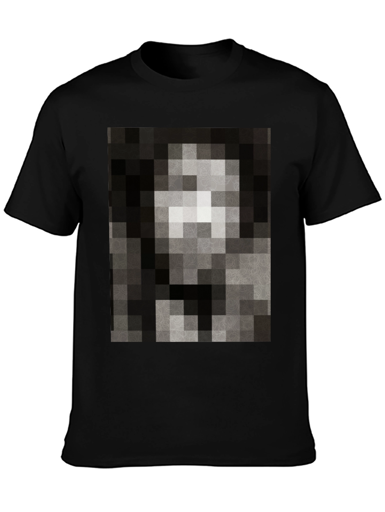 Pixelated Mona Lisa Black T-Shirt