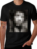 Pixelated Mona Lisa Black T-Shirt