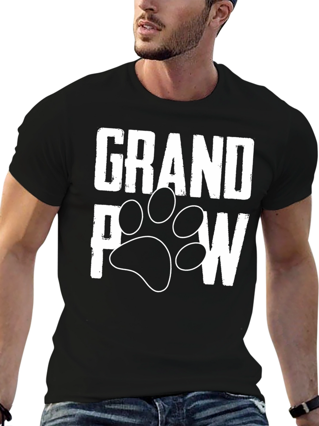 Grandpaw Dog Paw Print T-Shirt - Black