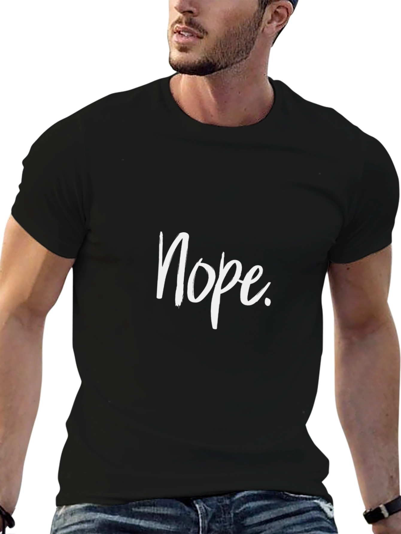 Nope Graphic Tee - Casual Black T-Shirt