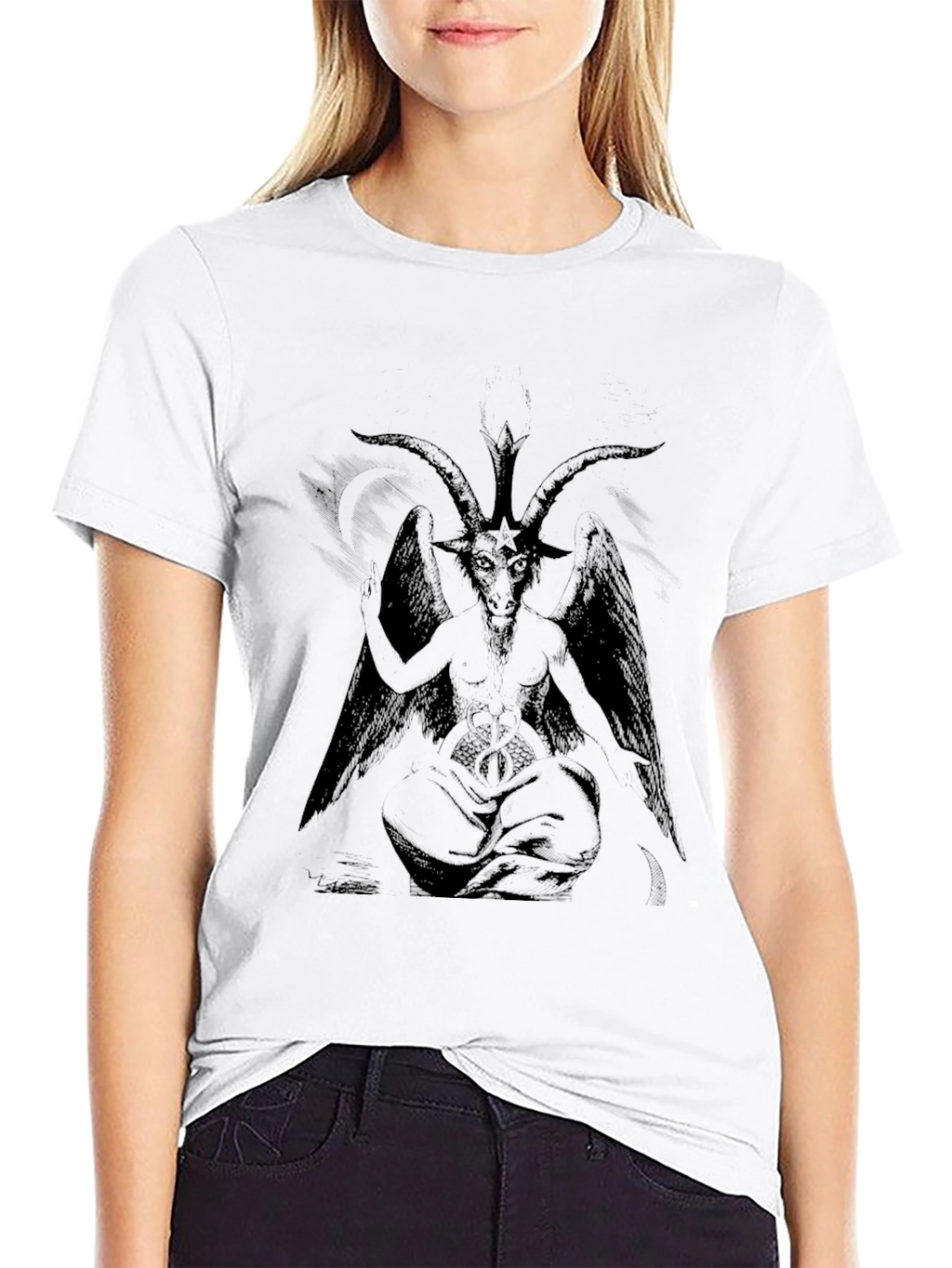 Baphomet Graphic Tee - Black Cotton T-Shirt