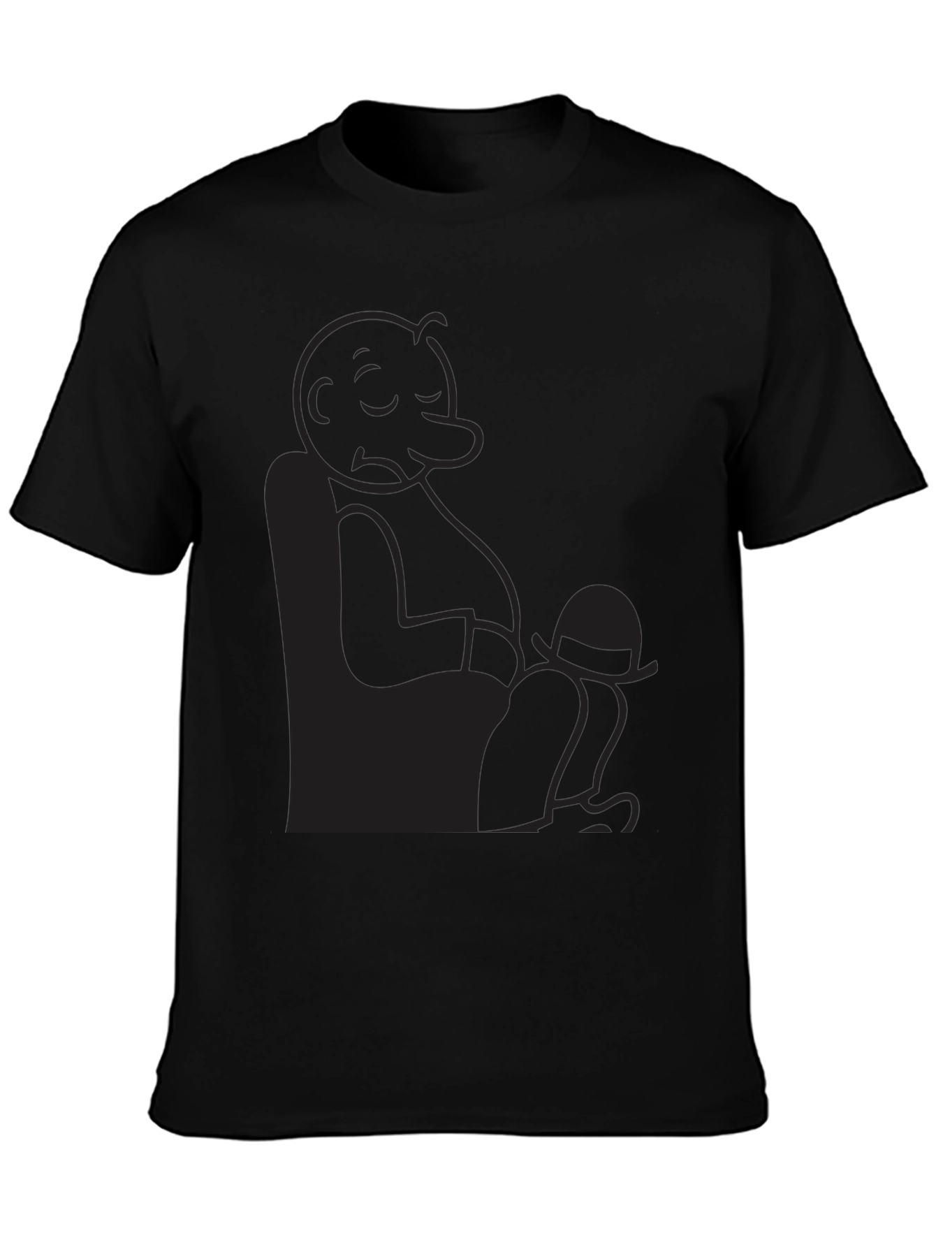Relaxed Cartoon Character Graphic Black T-Shirt