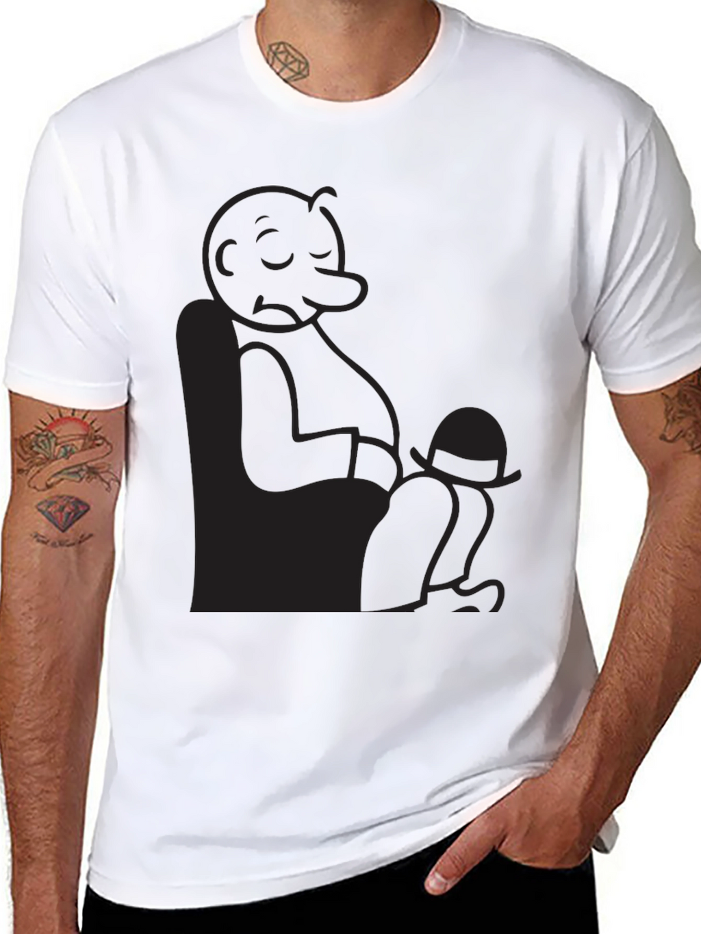 Relaxed Cartoon Character Graphic Black T-Shirt