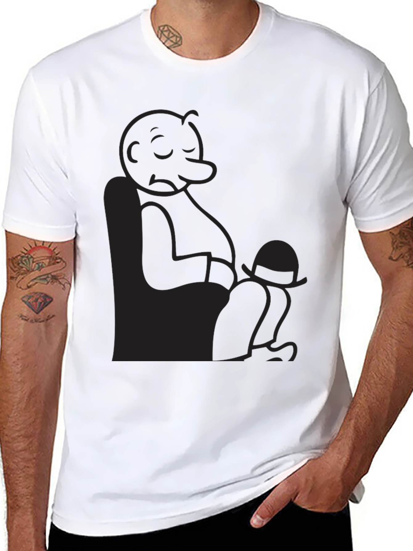 Relaxed Cartoon Character Graphic Black T-Shirt