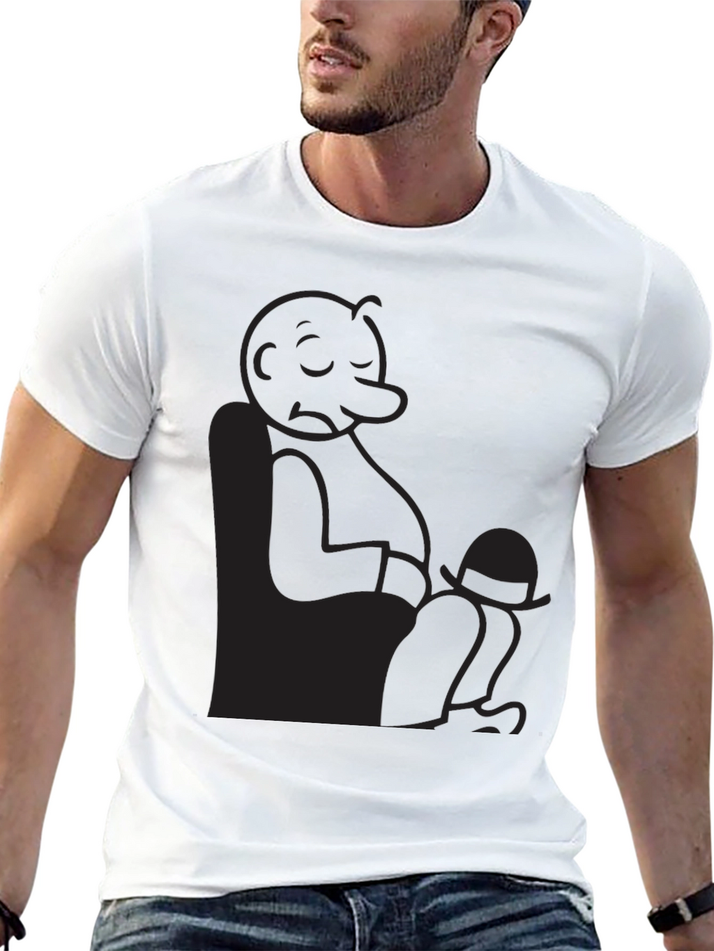 Relaxed Cartoon Character Graphic Black T-Shirt