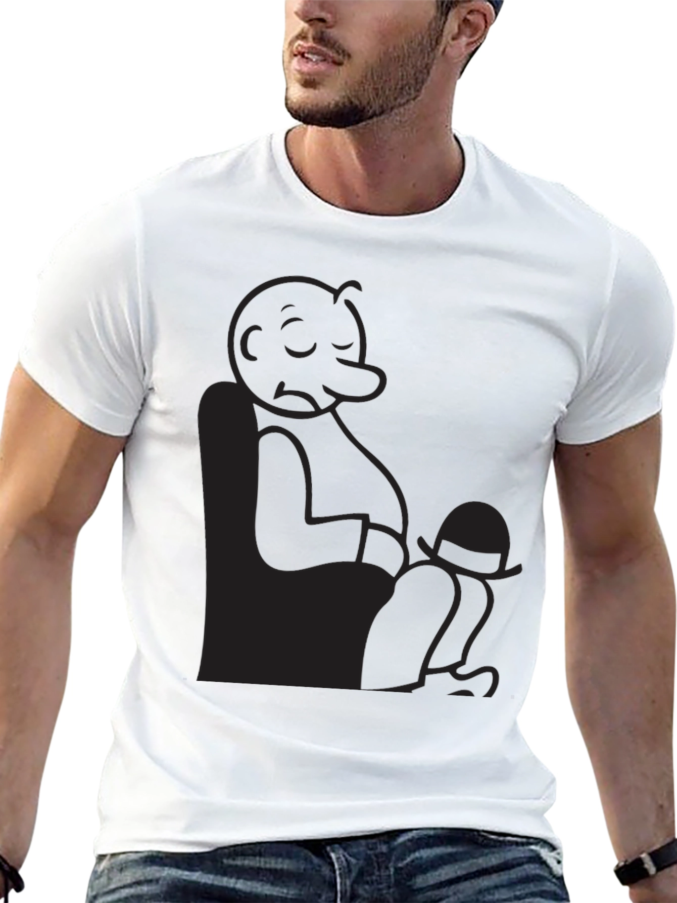 Relaxed Cartoon Character Graphic Black T-Shirt