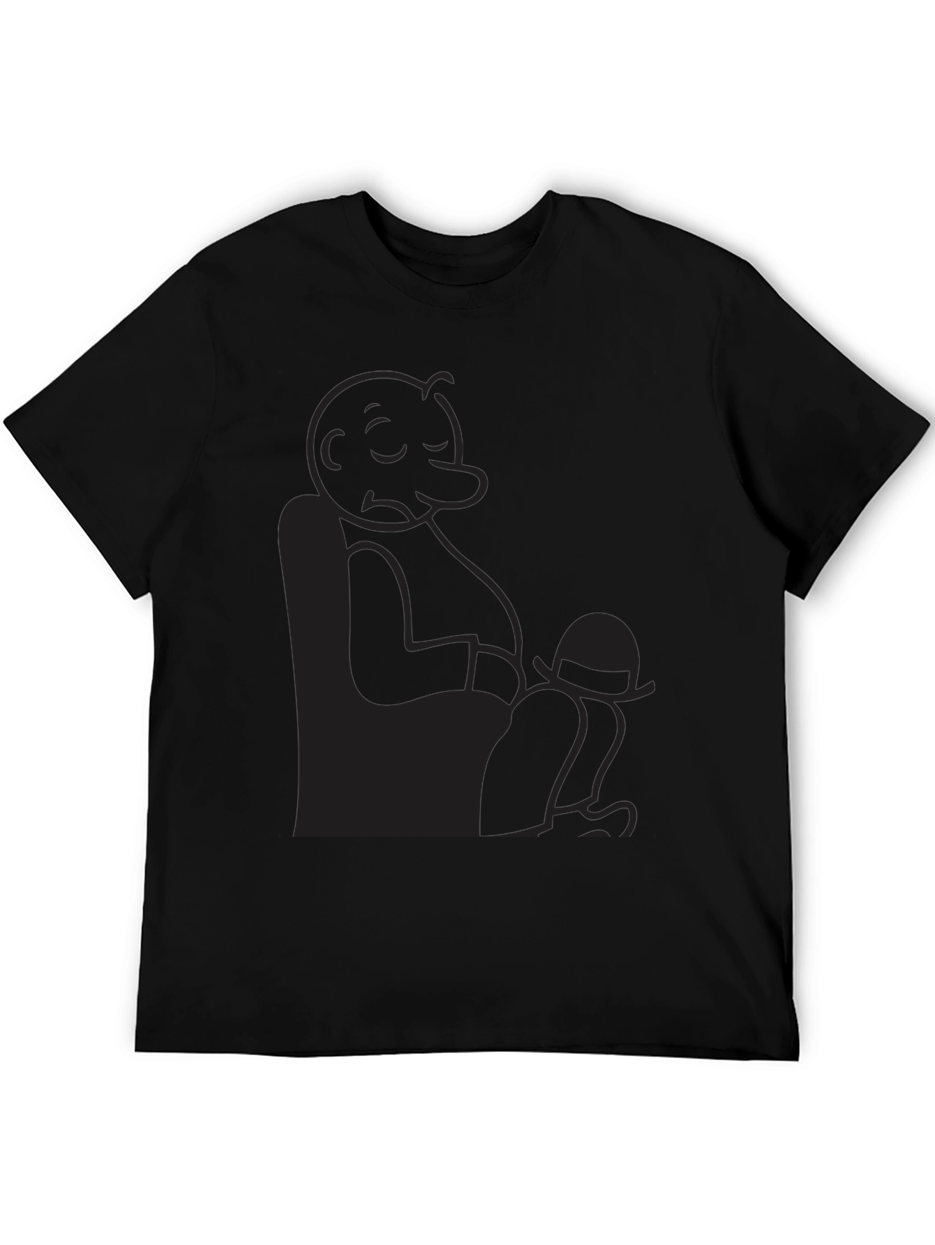 Relaxed Cartoon Character Graphic Black T-Shirt