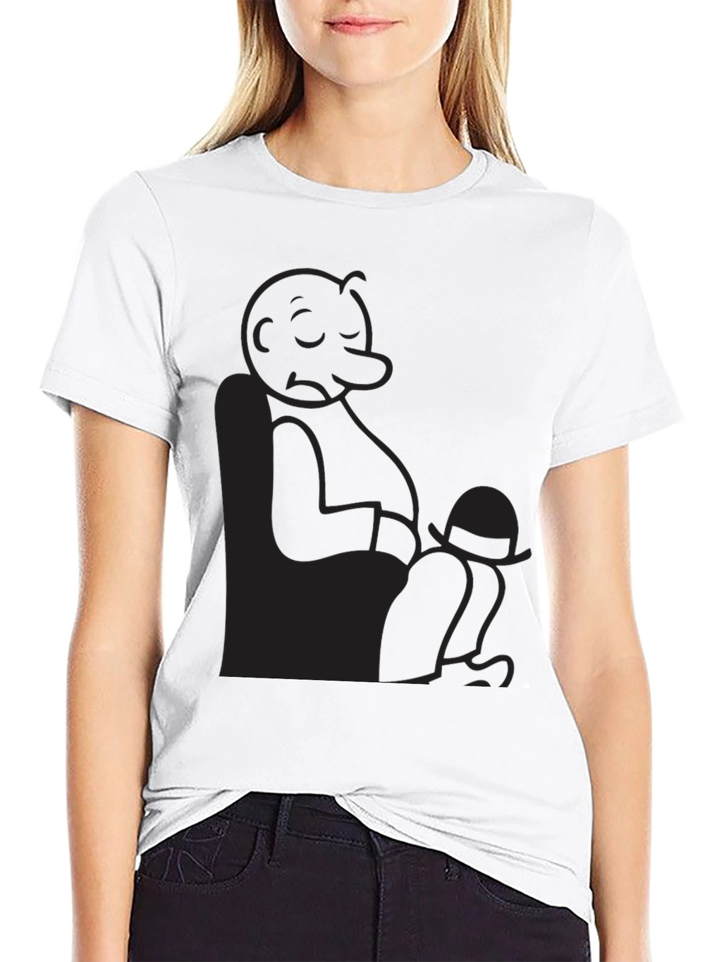 Relaxed Cartoon Character Graphic Black T-Shirt