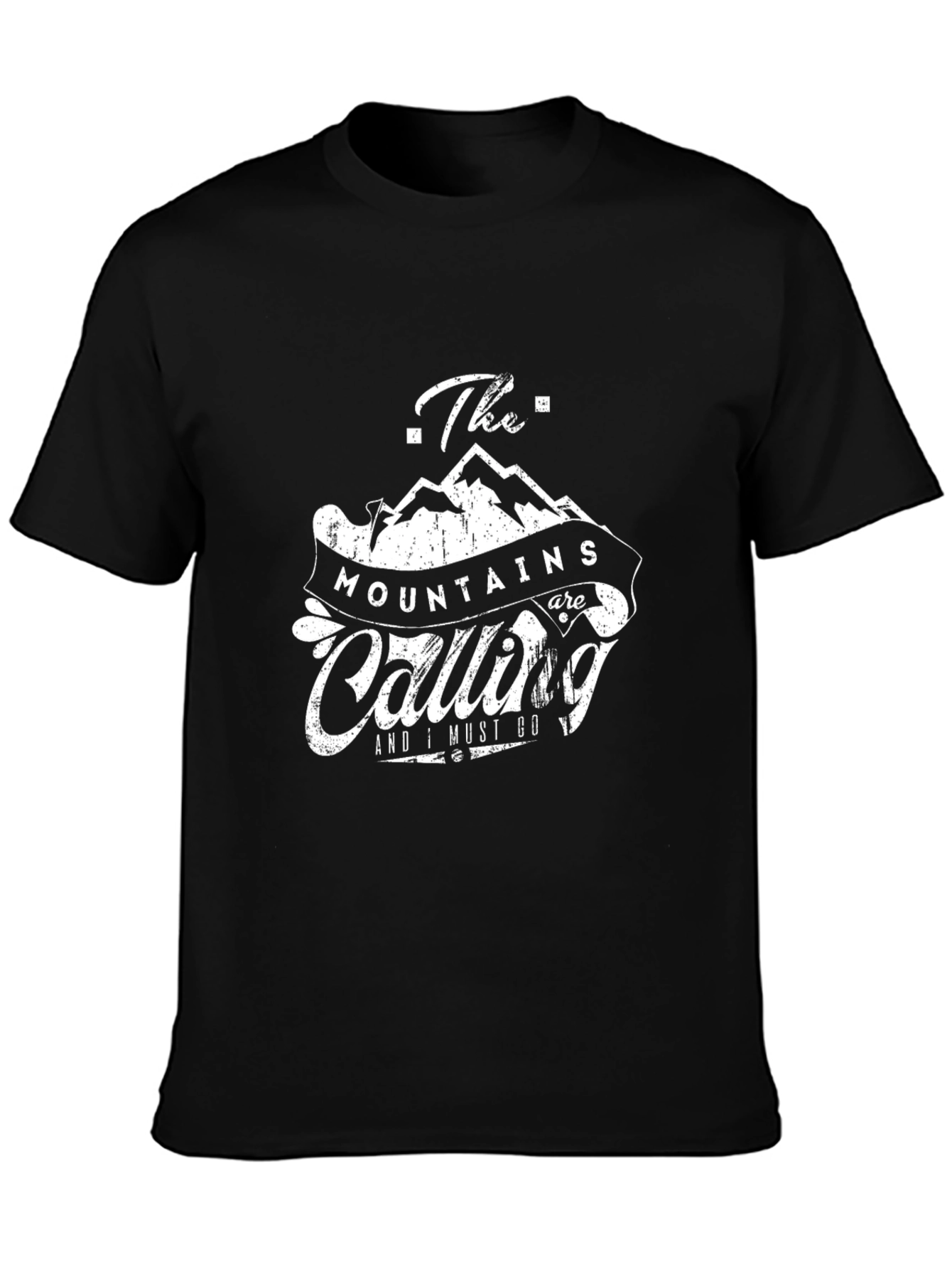 Mountains are Calling Graphic Tee - Black Cotton T-Shirt