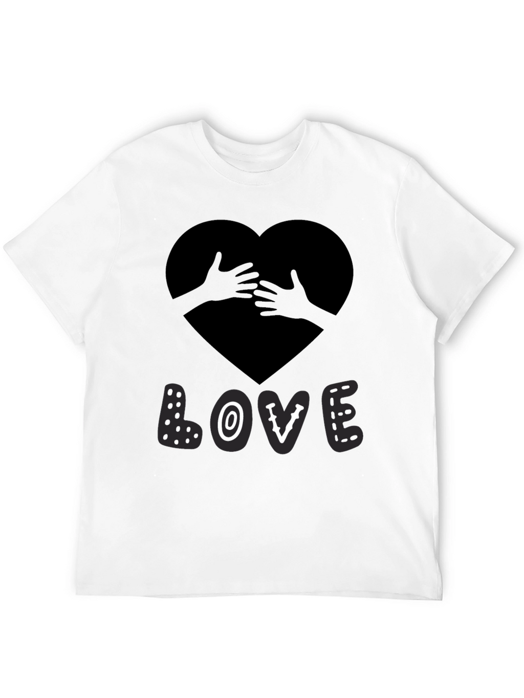 Love Heart Hands Graphic Print Black T-Shirt