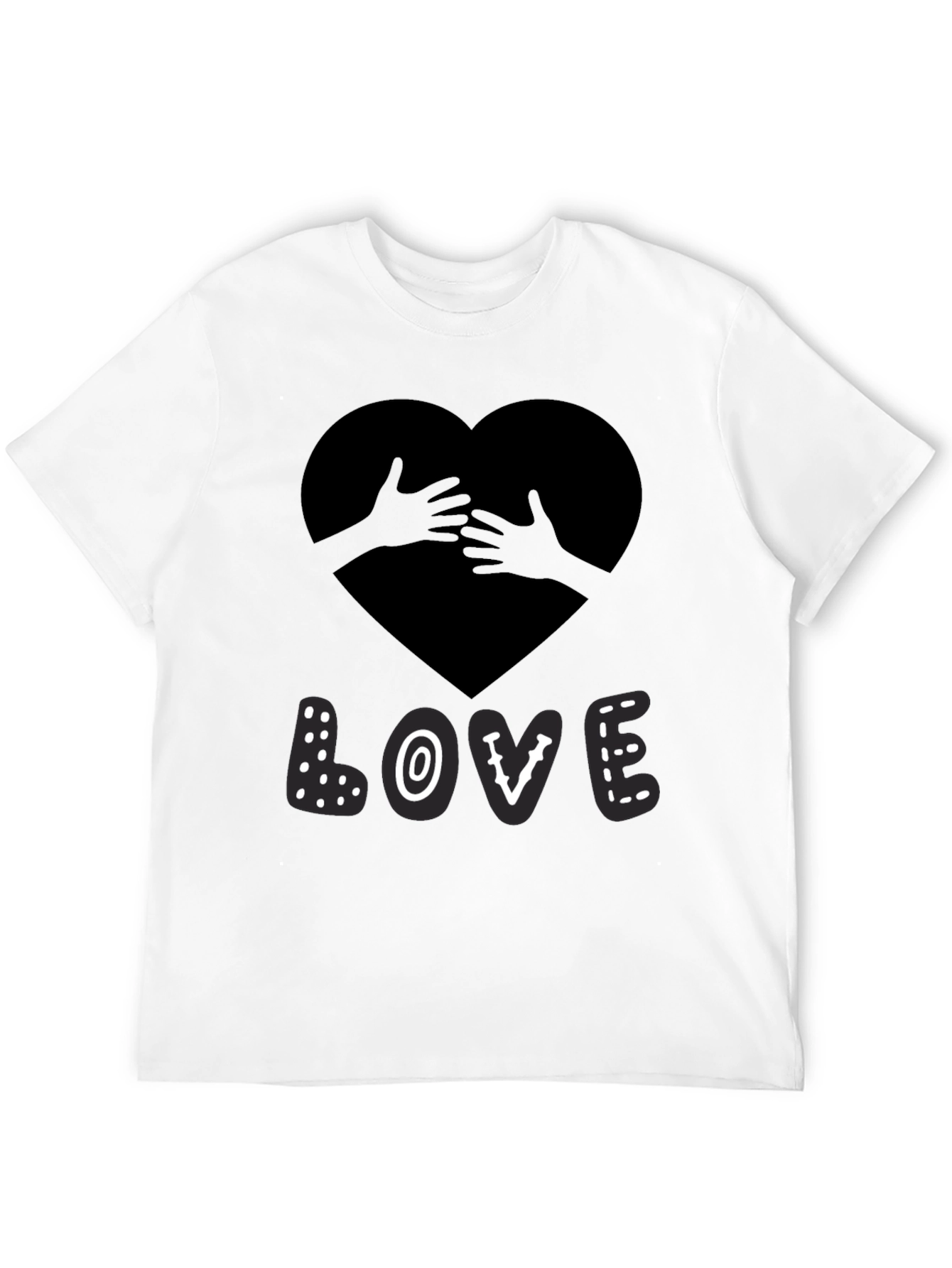 Love Heart Hands Graphic Print Black T-Shirt