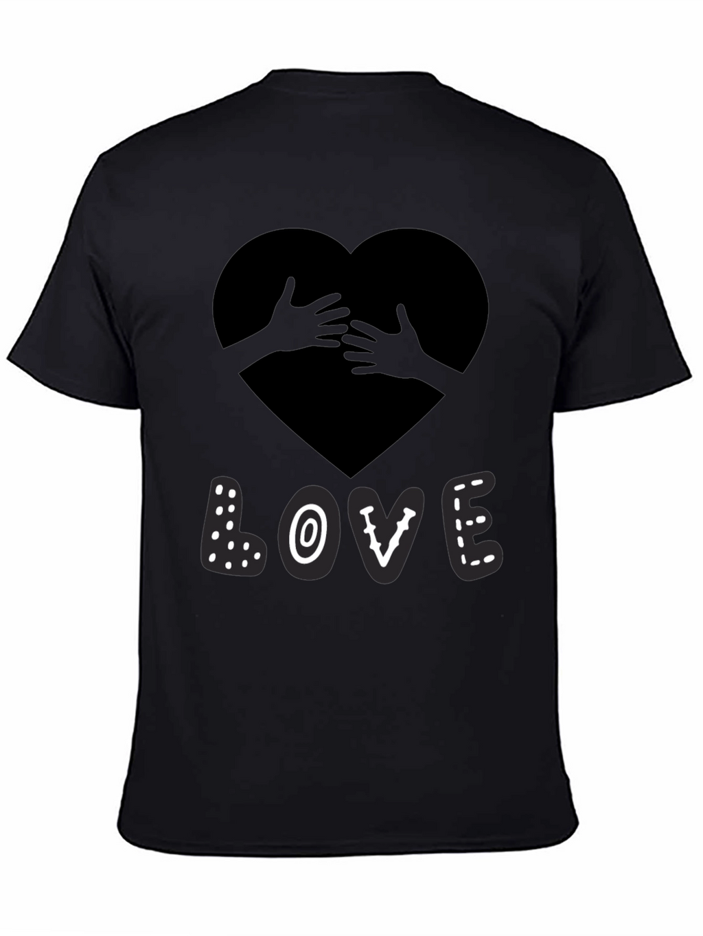 Love Heart Hands Graphic Print Black T-Shirt