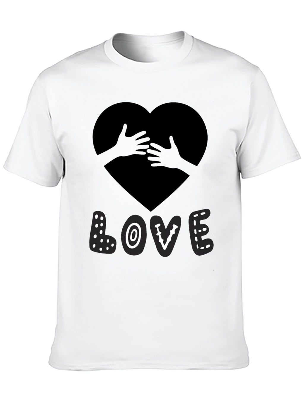 Love Heart Hands Graphic Print Black T-Shirt
