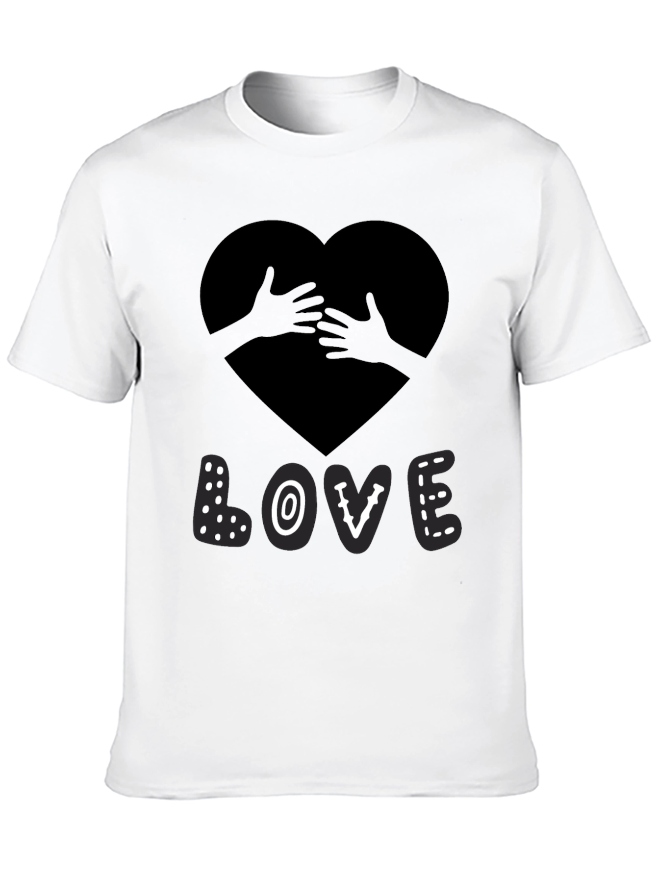 Love Heart Hands Graphic Print Black T-Shirt