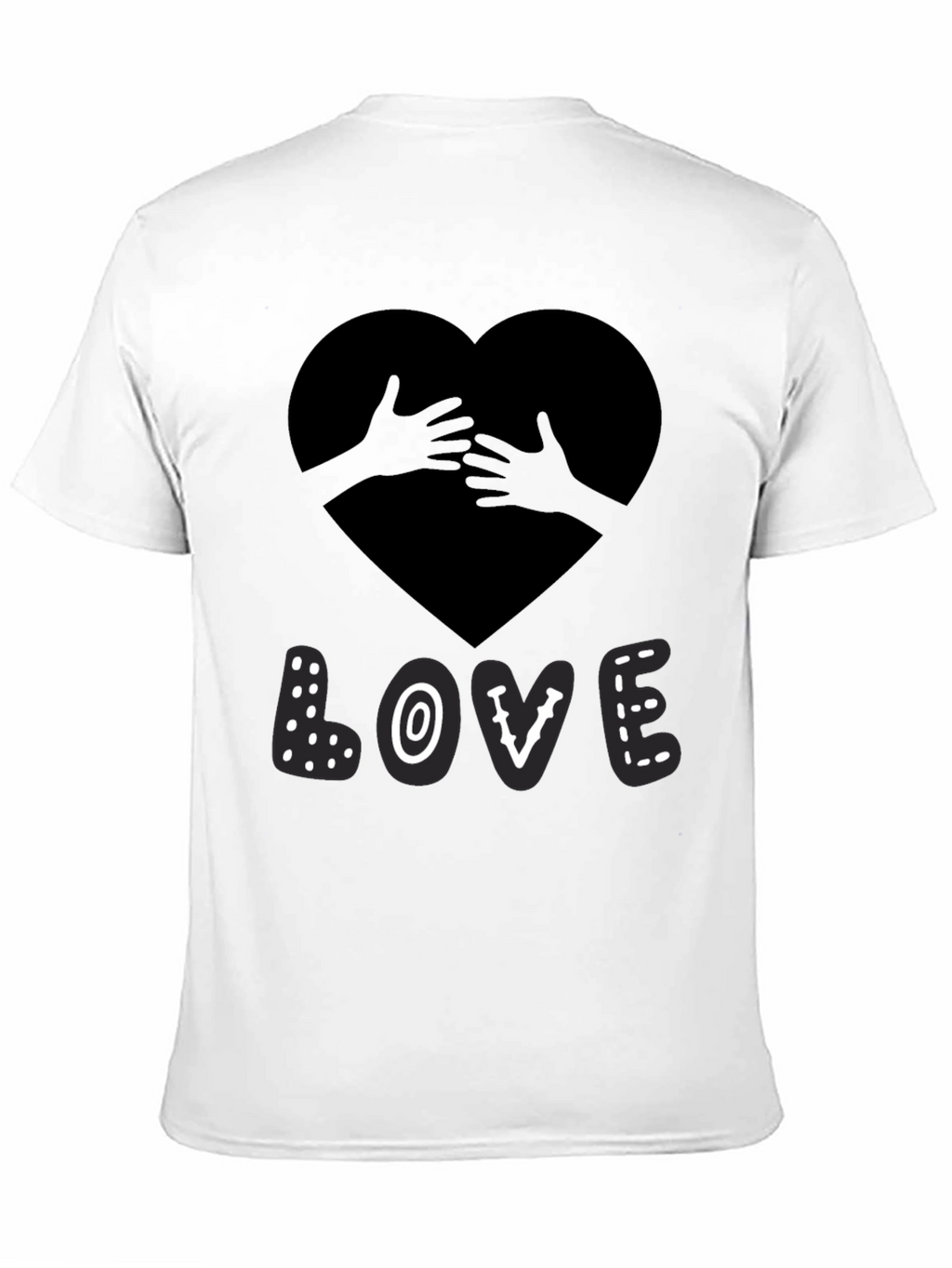 Love Heart Hands Graphic Print Black T-Shirt