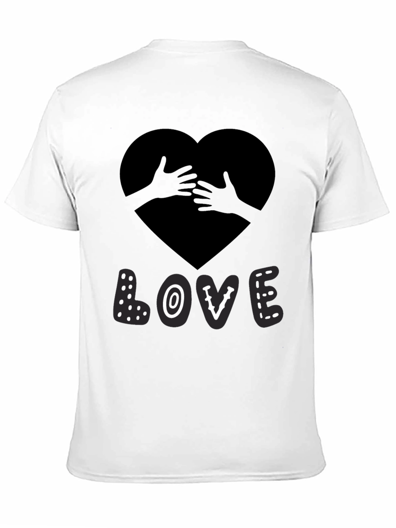 Love Heart Hands Graphic Print Black T-Shirt