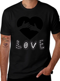 Love Heart Hands Graphic Print Black T-Shirt