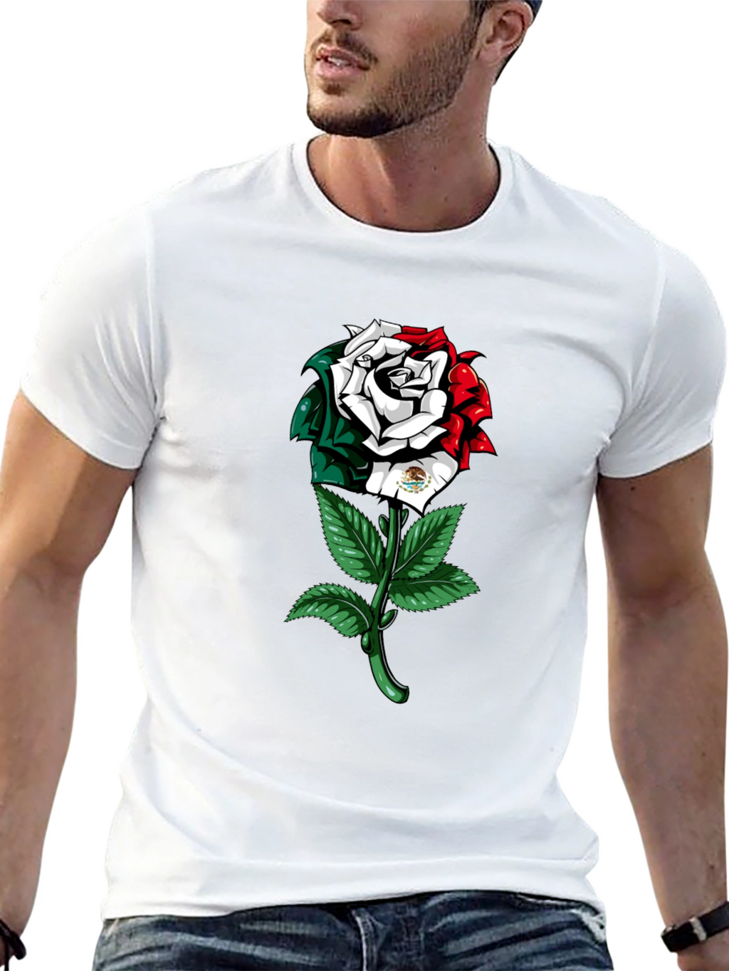 Mexican Flag Rose Graphic T-Shirt