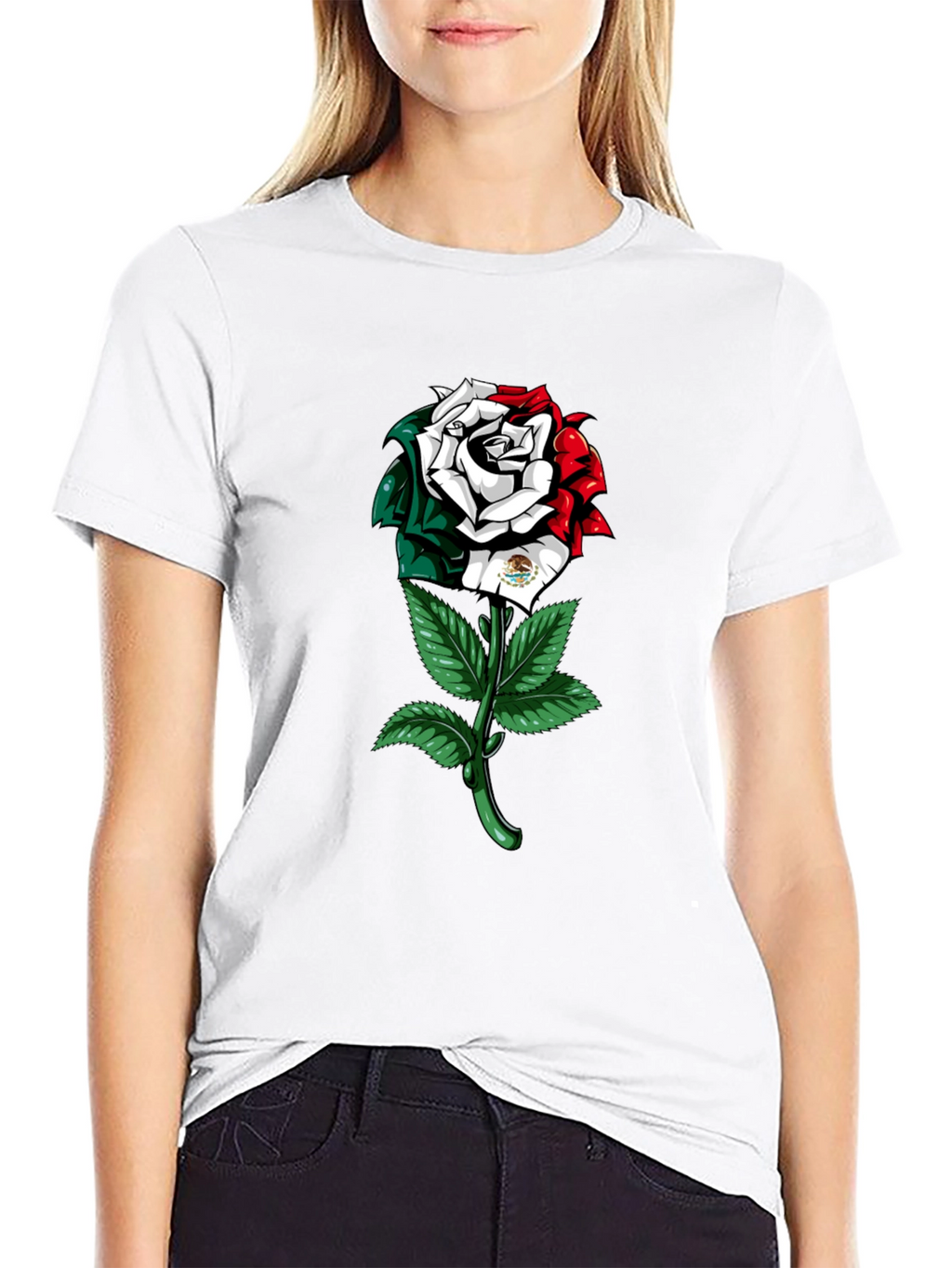 Mexican Flag Rose Graphic T-Shirt