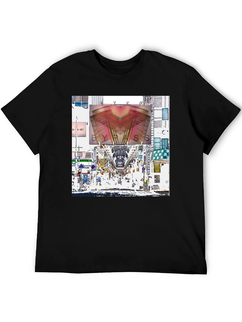 Abstract Cityscape Graphic Tee - Black