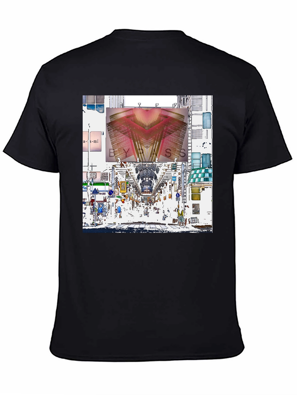 Abstract Cityscape Graphic Tee - Black