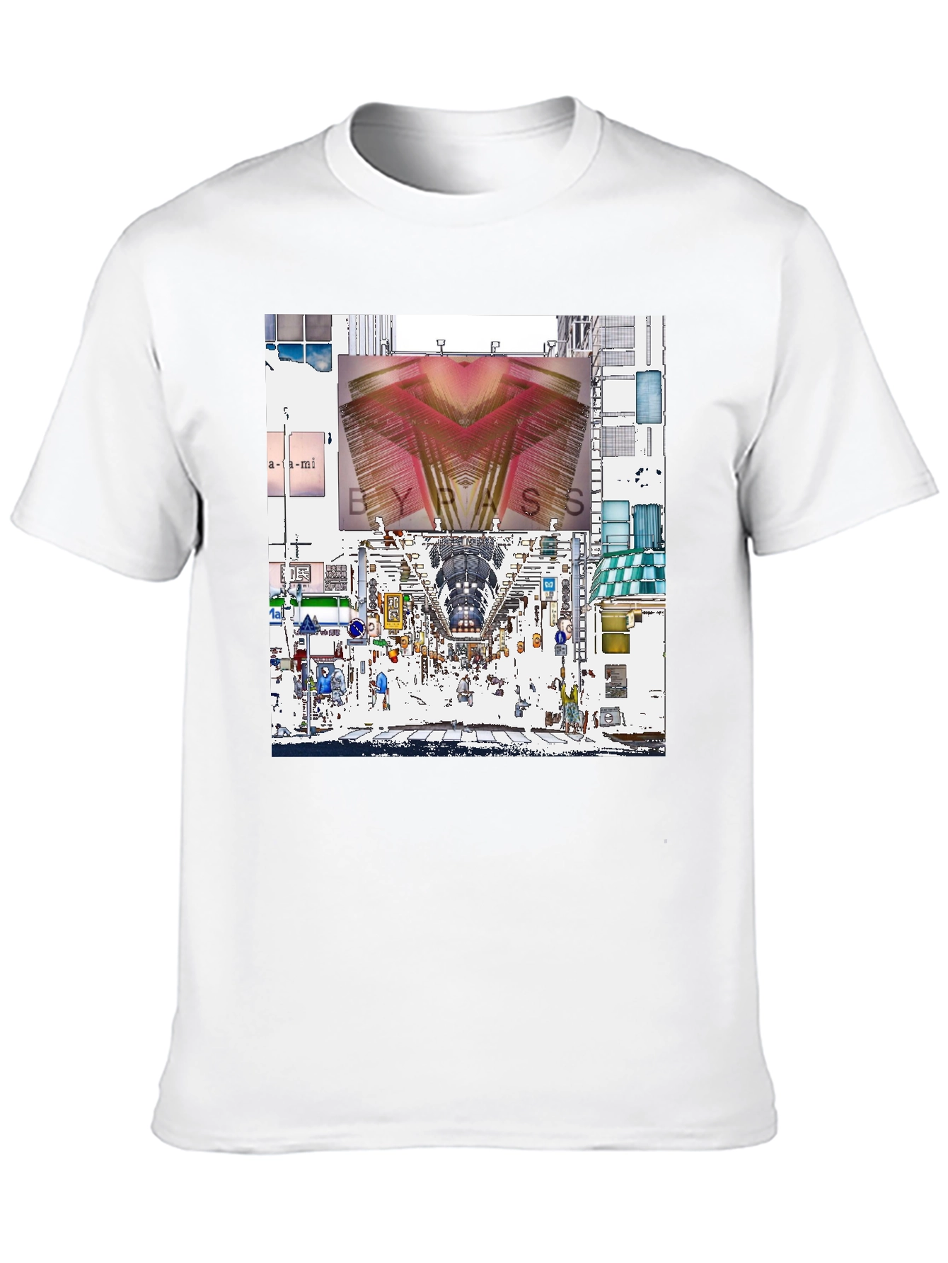 Abstract Cityscape Graphic Tee - Black