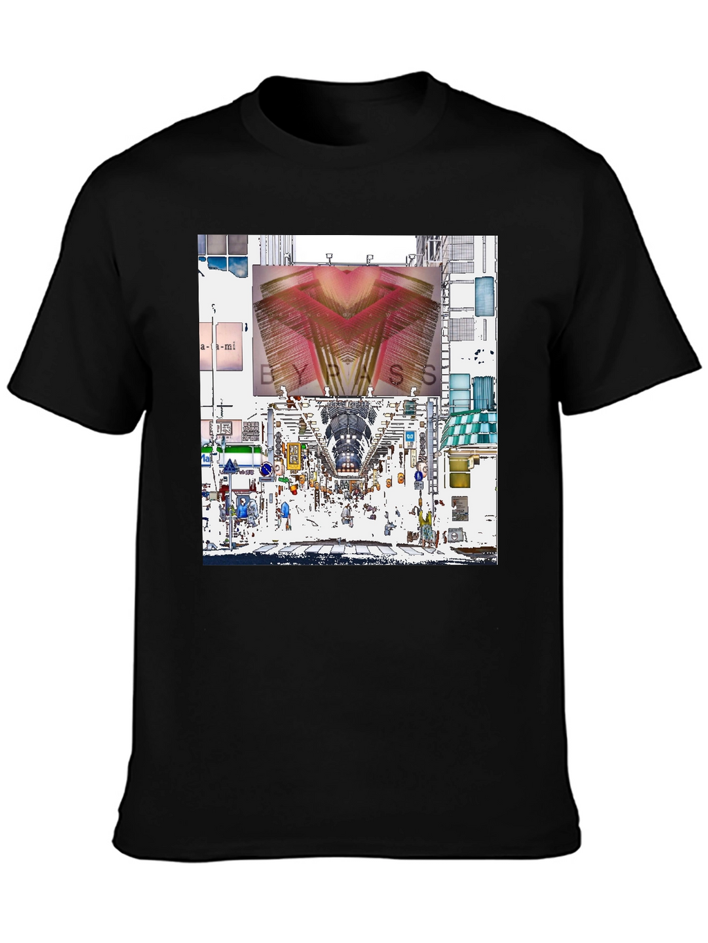 Abstract Cityscape Graphic Tee - Black