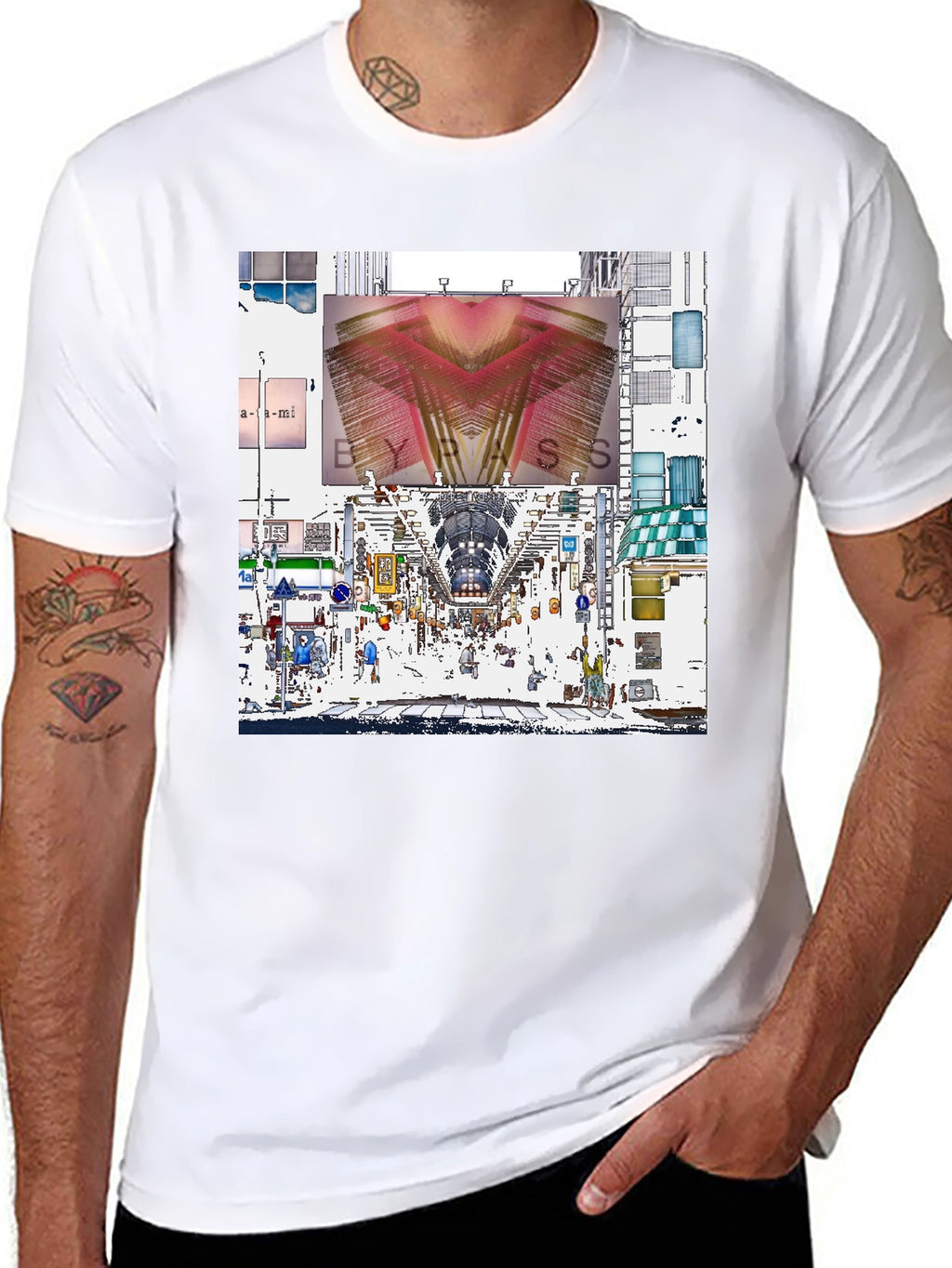 Abstract Cityscape Graphic Tee - Black