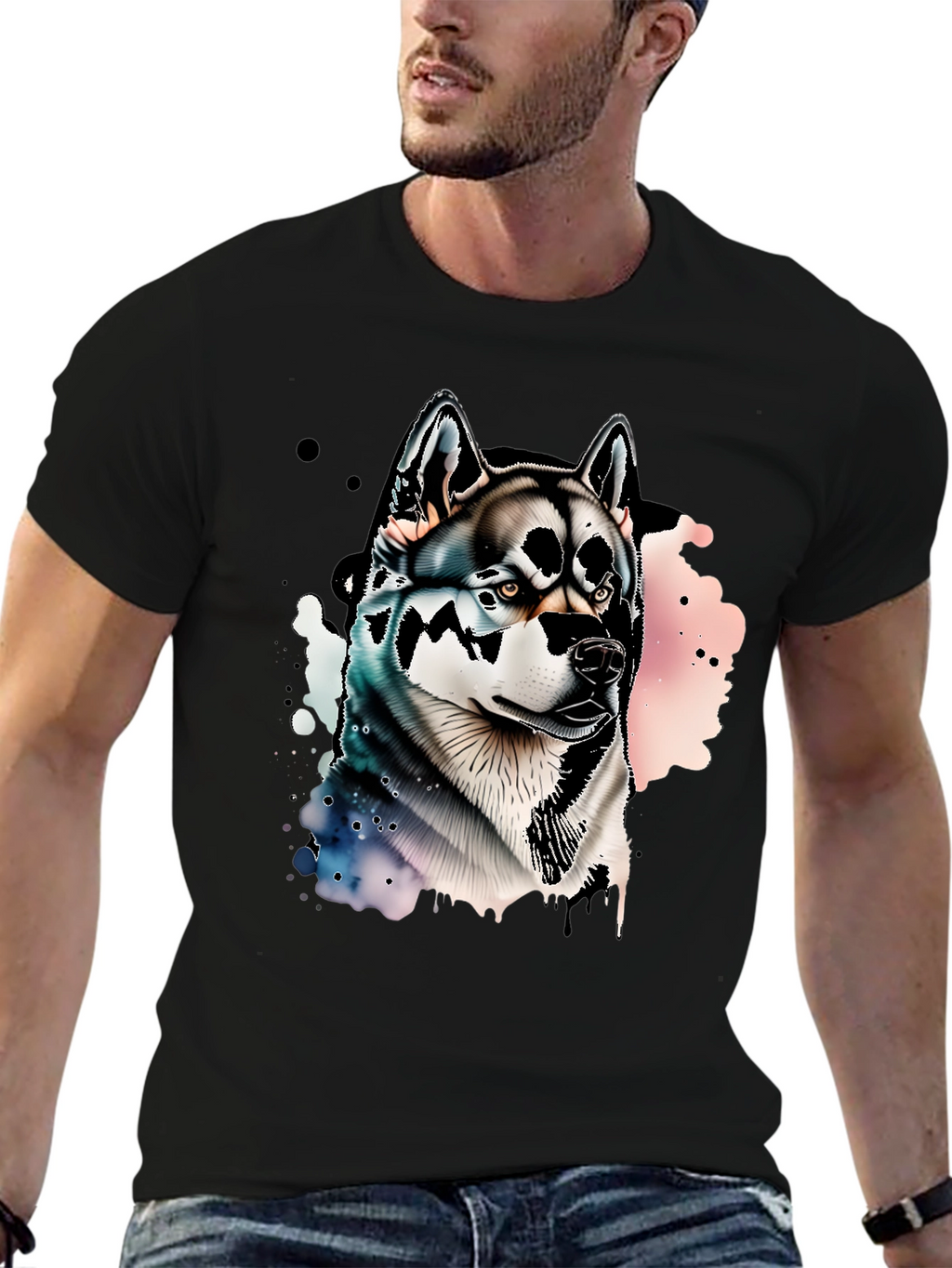 Mens Black Husky Graphic Tee