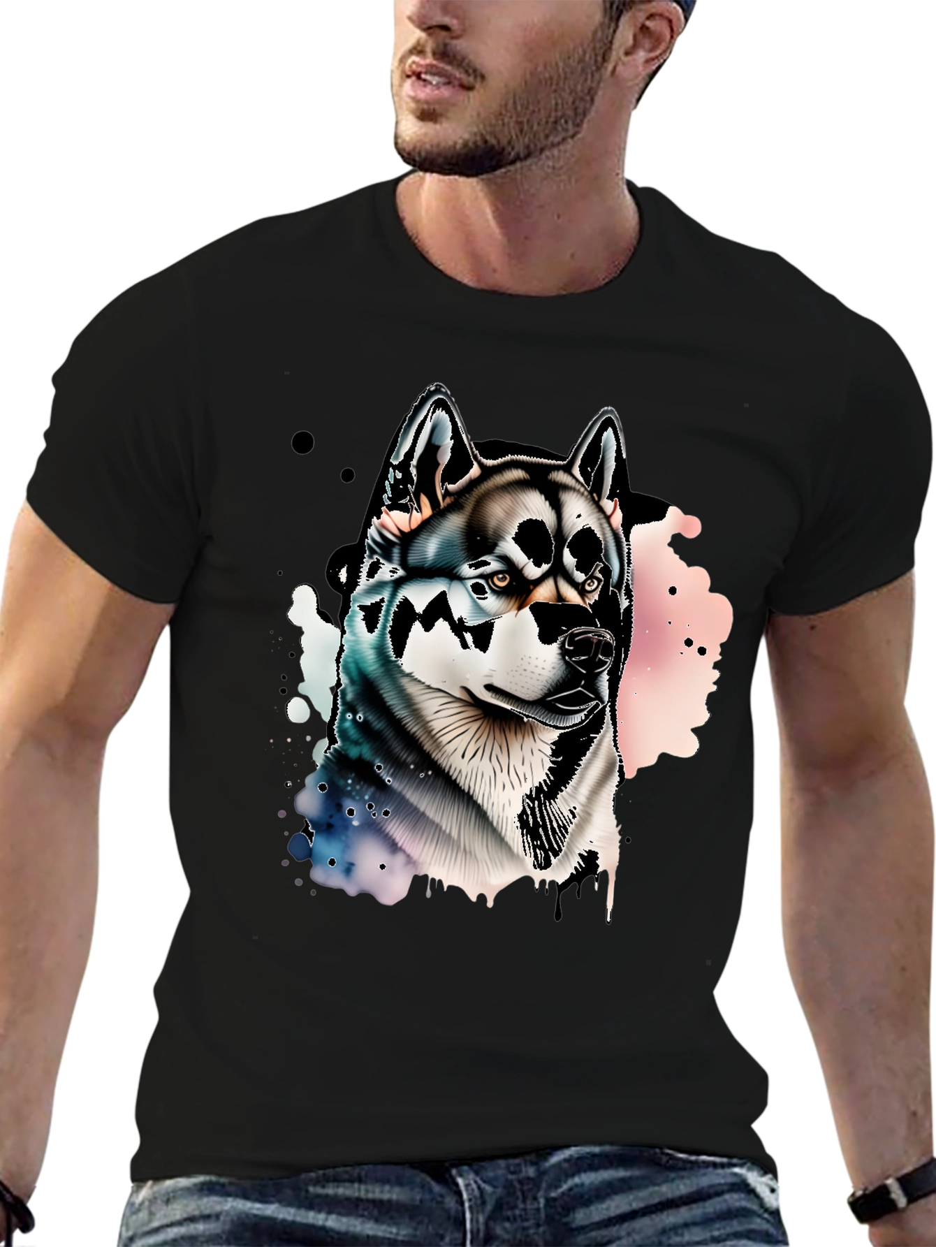 Mens Black Husky Graphic Tee