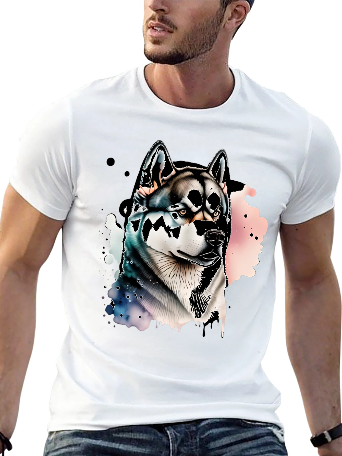 Mens Black Husky Graphic Tee