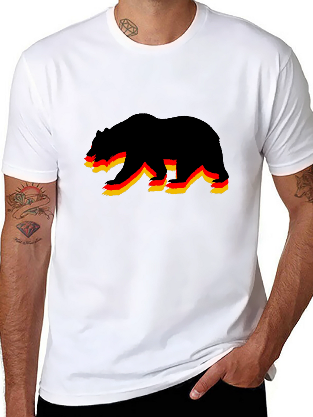 Bear Graphic Print Black T-Shirt