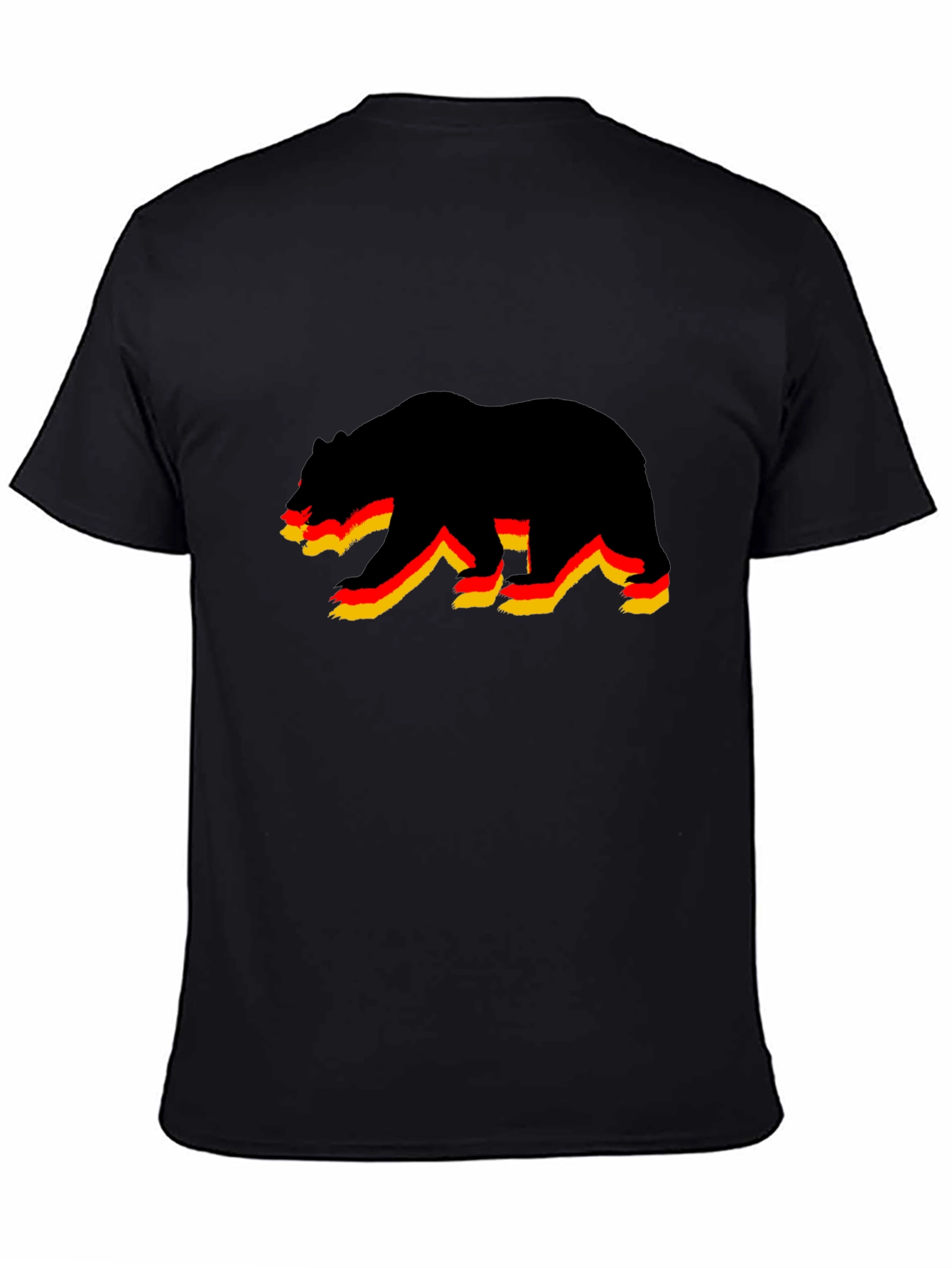 Bear Graphic Print Black T-Shirt
