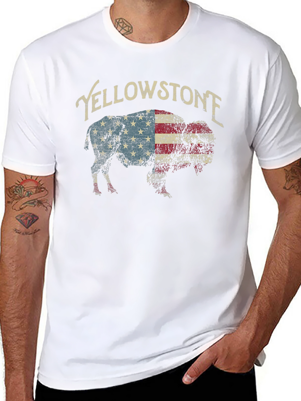 Yellowstone Buffalo American Flag T-Shirt
