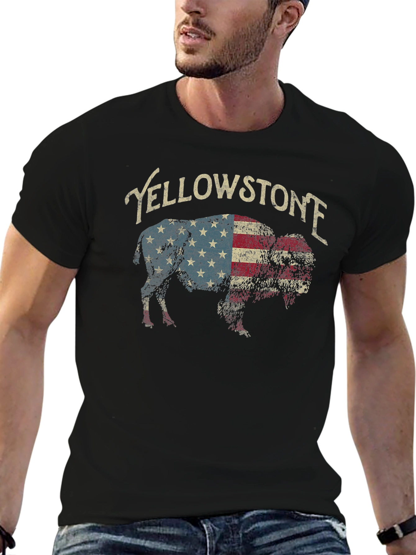 Yellowstone Buffalo American Flag T-Shirt