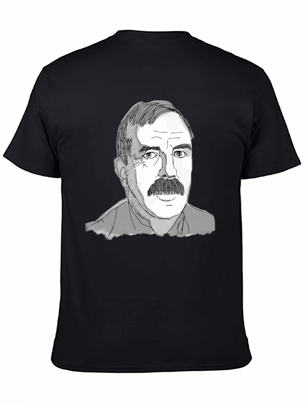 Mustache Man Tee - Graphic Print Black T-Shirt