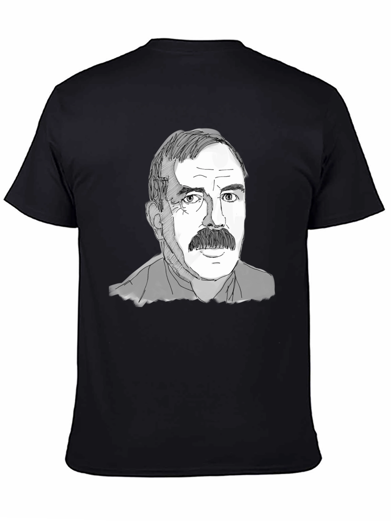 Mustache Man Tee - Graphic Print Black T-Shirt