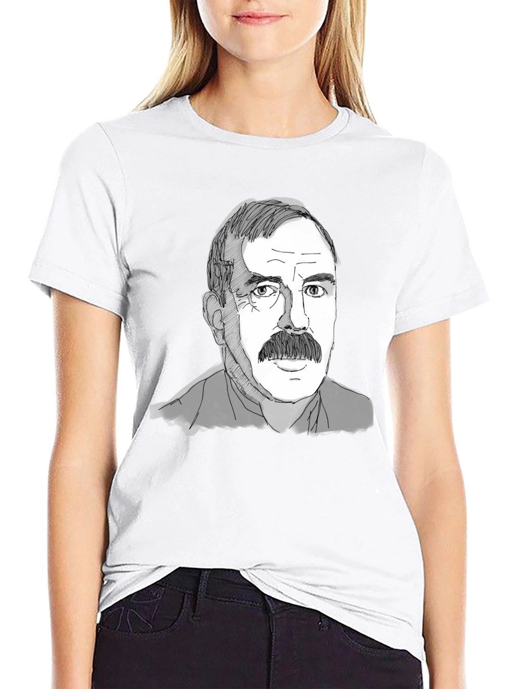 Mustache Man Tee - Graphic Print Black T-Shirt