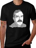Mustache Man Tee - Graphic Print Black T-Shirt