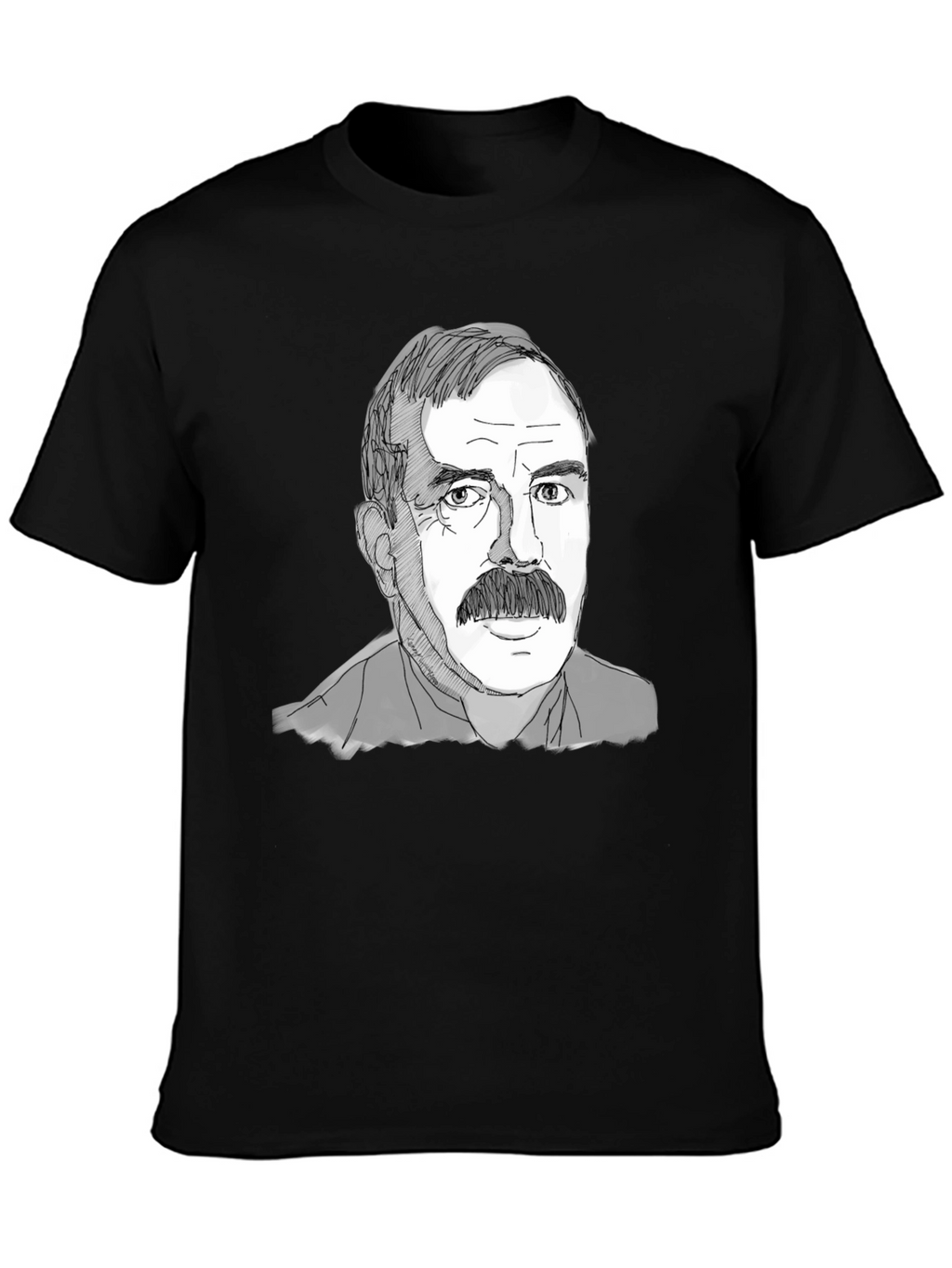 Mustache Man Tee - Graphic Print Black T-Shirt